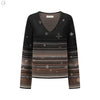 SWAYING 25 Early Spring V-neck snowflake jacquard pullover / straight pants SW-SW25PS1T13-HEI Black top SW25PS1T13 SW25PS3B11